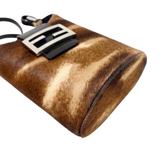 FENDI Vintage FF Pony Calf Hair Mamma Baguette Tote Hobo Mini Bag Brown [106218] - Picture 8 of 16